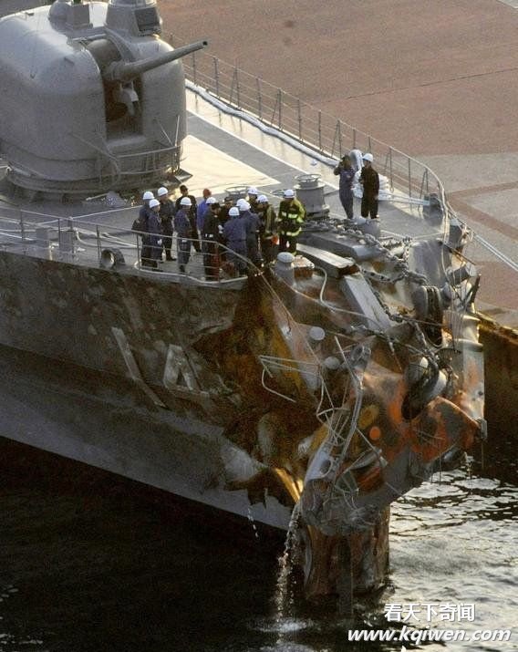 实拍日本驱逐舰与韩国货船相撞起大火事故现场 三海员受伤(组图15